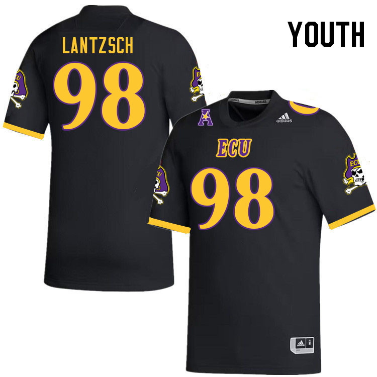 Youth #98 Max Lantzsch ECU Pirates 2023 College Football Jerseys Stitched-Black